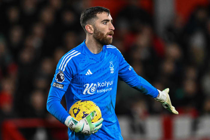 Nottingham Forest goalkeeper Matt Turner pictured during his team's 2-1 win over Manchester United in December 2023